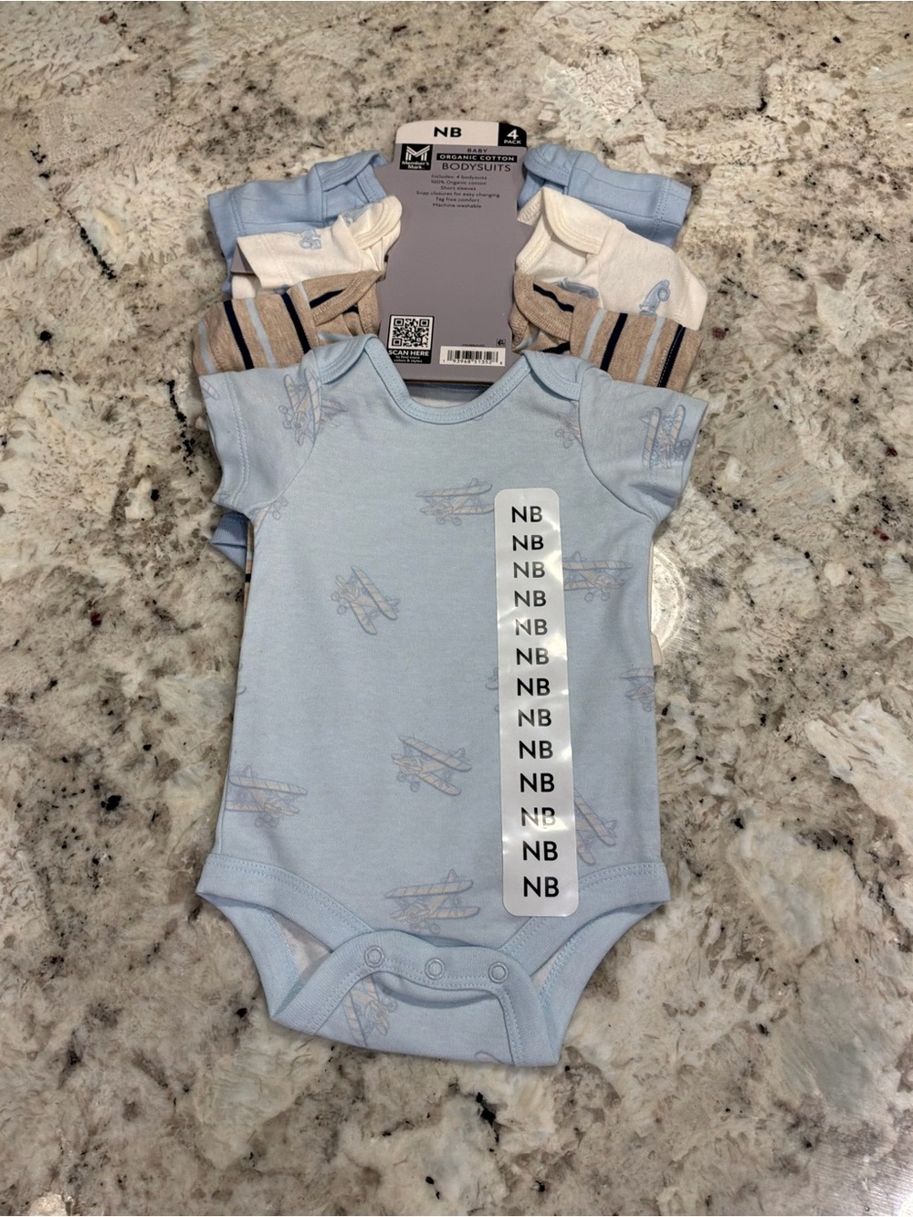 Newborn Blue Airplane Print Bodysuit Pack - Baby One-Piece Set